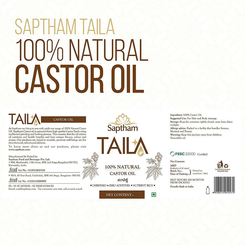 Saptham Taila 100% Natural Castor Oil - Swadesiicart