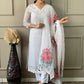 Partywear Designer Linen Cotton with cotton lining Offwhite Stitched Suit With Dupatta - Tanisha | Swadesiicart
