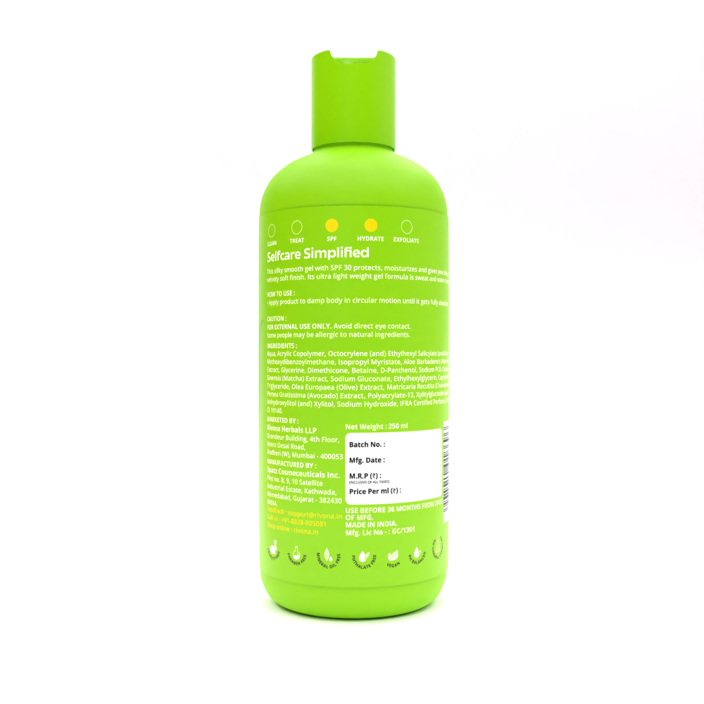 Rivona Naturals Matcha Aloe Gel Body Lotion with SPF 30 | Swadesiicart