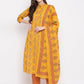 NOZ2TOZ Women Yellow Cotton Kurta With Palazzo & Dupatta (3Pcs Set) - Noz2Toz