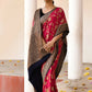 Joban Fashion Fuchsia Crepe Chiffon Pure Handloom Banarasi Silk Saree | Swadesiicart