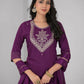 Ethnic Festive Wear Reyon Wine Stitched Suit With Dupatta - Tanisha | Swadesiicart