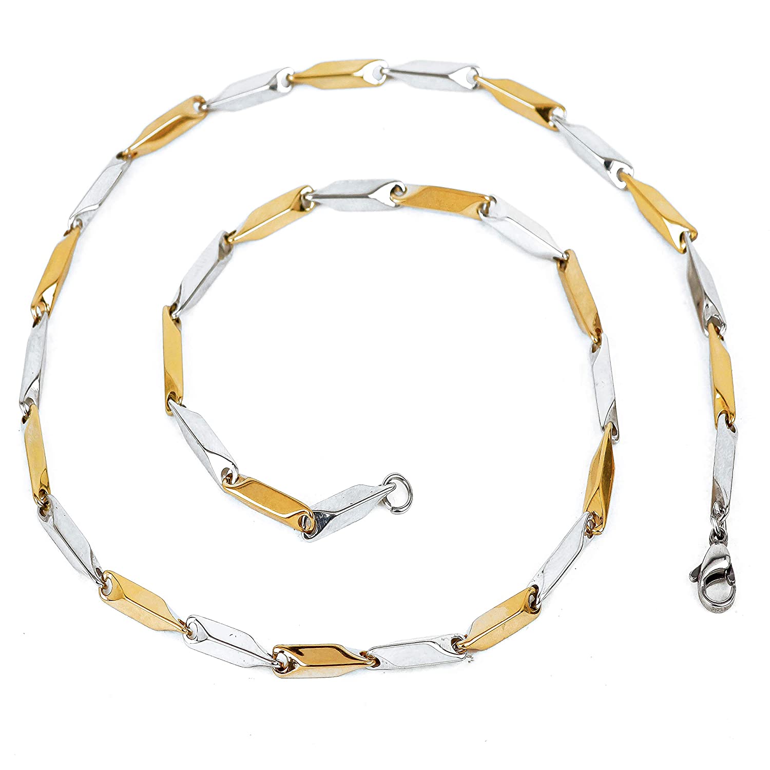 Rhodium-Plated Alloy Two Tone Stylish Chain - The Pari | Swadesiicart
