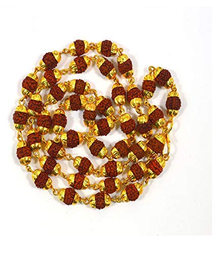 Gold-Polished Alloy Rudraksh And Metal Cap Chain - The Pari | Swadesiicart