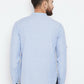 Even Apparels Blue Pure Cotton With Band Collar Men's Kurta | Swadesiicart