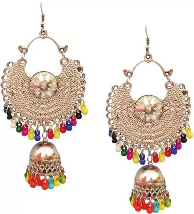 Gold-Polished Alloy Oxidised Designer Earrings - The Pari - The Pari - Dinesh Associates