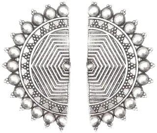 Silver-Plated Alloy Oxidised Designer Half Moon Earrings - The Pari - The Pari - Dinesh Associates