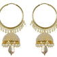 Gold-Polished Alloy Pearl Studded Round Hoop Jhumki Earrings - The Pari | Swadesiicart