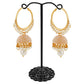 Gold-Polished Alloy Pearl Studded Round Hoop Jhumki Earrings - The Pari | Swadesiicart