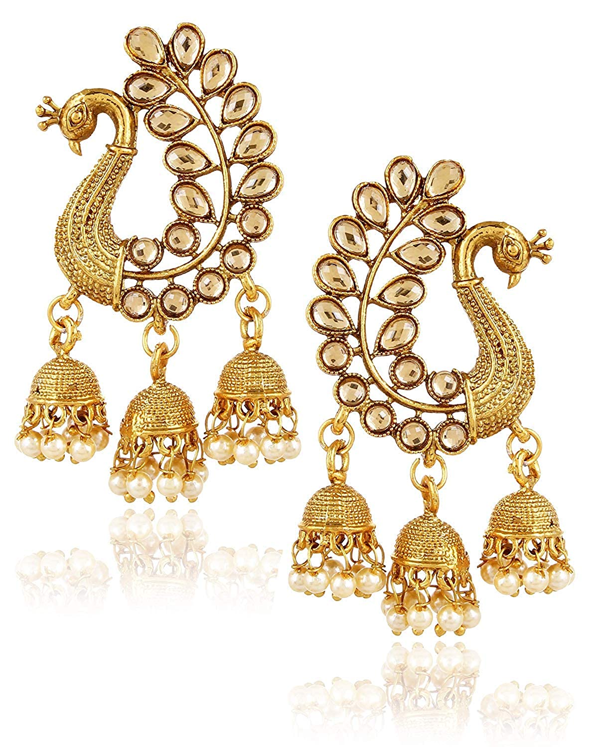 Gold-Polished Alloy Golden Peacock Earrings - The Pari - The Pari - Dinesh Associates