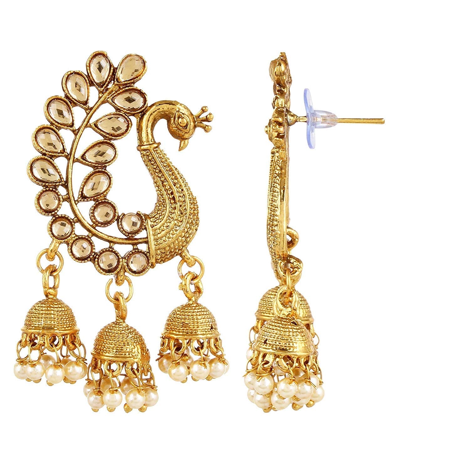 Gold-Polished Alloy Golden Peacock Earrings - The Pari - Swadesiicart