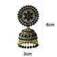 Gold-Polished Alloy Black Rhinestones Studded Jhumki Earrings - The Pari - Swadesiicart