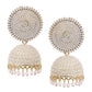 Gold-Polished Alloy White Sun Shaped Jhumka Earrings - The Pari - The Pari - Dinesh Associates
