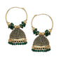 Gold-Polished Alloy Green Hoop Jhumka Earrings - The Pari - The Pari - Dinesh Associates