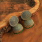 Gold-Polished Alloy Green Sun Shaped Jhumka Earrings - The Pari - Swadesiicart