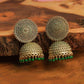 Gold-Polished Alloy Green Sun Shaped Jhumka Earrings - The Pari - Swadesiicart