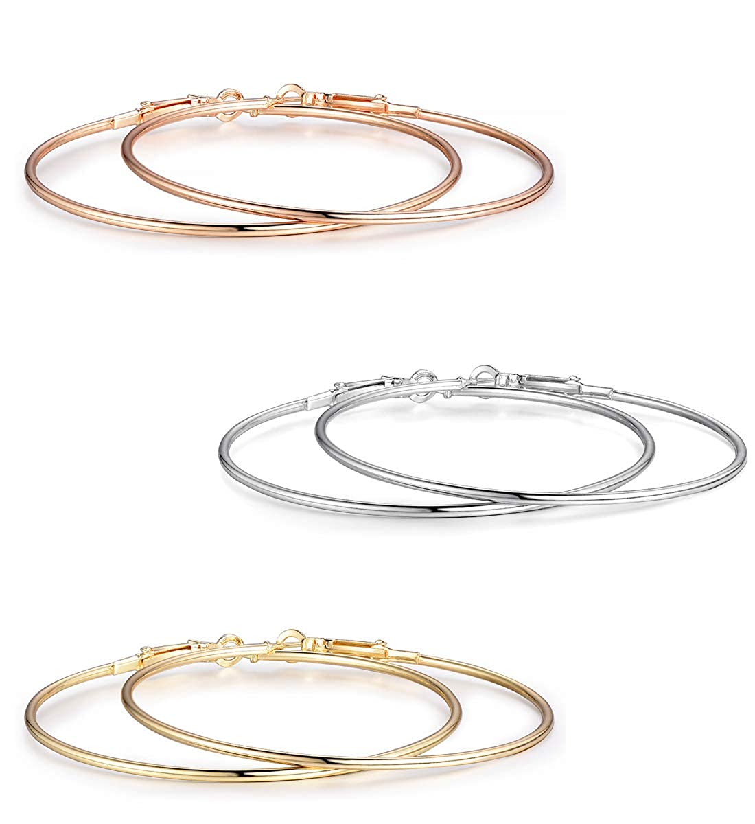 Rhodium-Plated Alloy Assorted Hoop Earrings Combo - The Pari - Swadesiicart