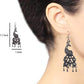 Rhodium-Plated Alloy Silver Mirror Studded Moon Earrings - The Pari - Swadesiicart