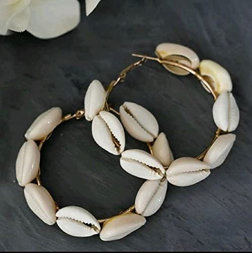 Gold-Polished Alloy Sea Shell Hoop Earrings - The Pari - Swadesiicart