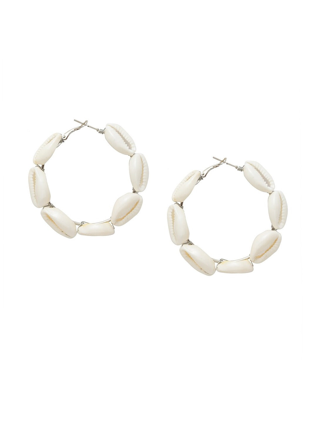 Gold-Polished Alloy Sea Shell Hoop Earrings - The Pari - Swadesiicart