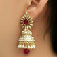 Gold-Polished Alloy Pearl Studded Jhumka Earrings - The Pari - Swadesiicart