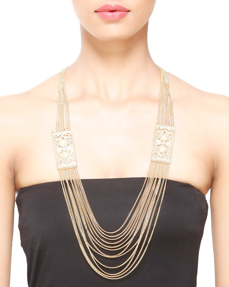 Gold-Toned Alloy Flower Necklace - The Pari | Swadesiicart