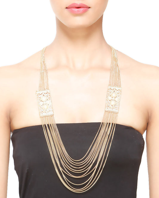 Gold-Toned Alloy Flower Necklace - The Pari | Swadesiicart