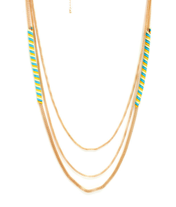 Gold-Polished Alloy Neon Strands Necklace - The Pari | Swadesiicart