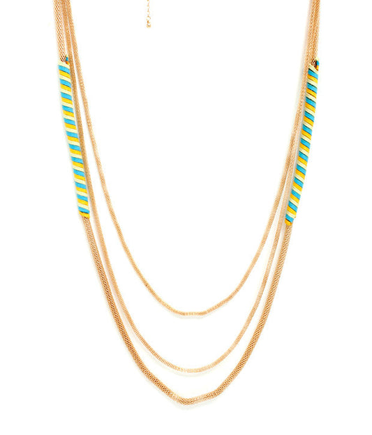 Gold-Polished Alloy Neon Strands Necklace - The Pari | Swadesiicart