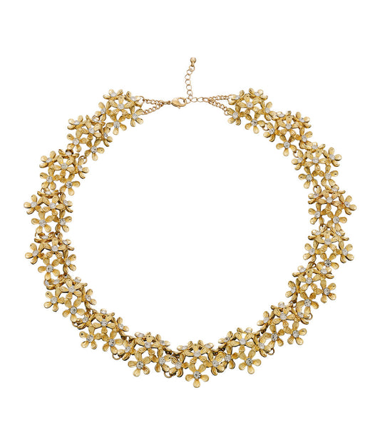 Gold-Polished Alloy Designer Flower Choker Necklace - The Pari | Swadesiicart