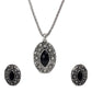 Silver-Plated Alloy Black Stone Pendant Necklace - The Pari | Swadesiicart