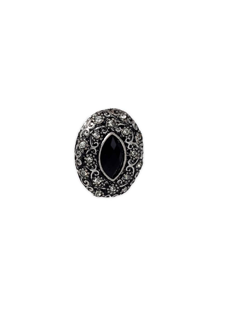 Silver-Plated Alloy Black Stone Pendant Necklace - The Pari | Swadesiicart