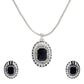 Silver-Plated Alloy Black Stone Pendant Necklace - The Pari | Swadesiicart
