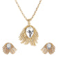 Gold-Polished Alloy Golden Stones Studded Pendant Necklace - The Pari | Swadesiicart