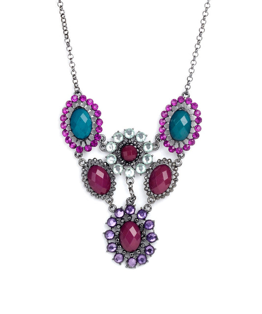 Silver-Plated Alloy Pastel Colour Statement Necklace - The Pari | Swadesiicart