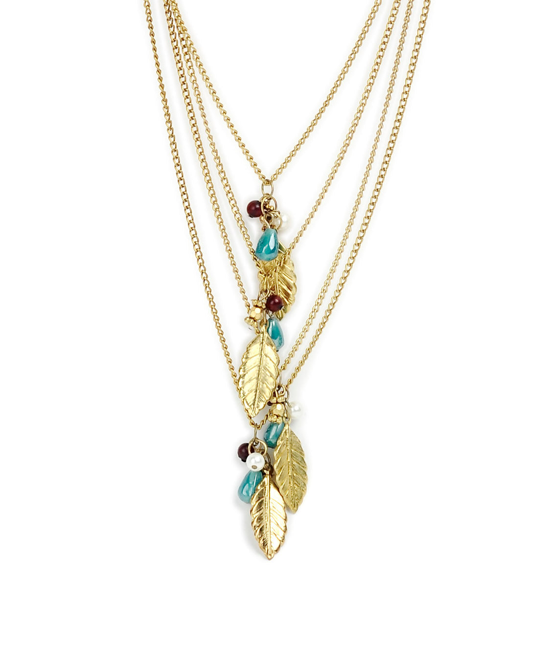 Gold-Polished Alloy Long Tripple Layer Chain Necklace - The Pari | Swadesiicart