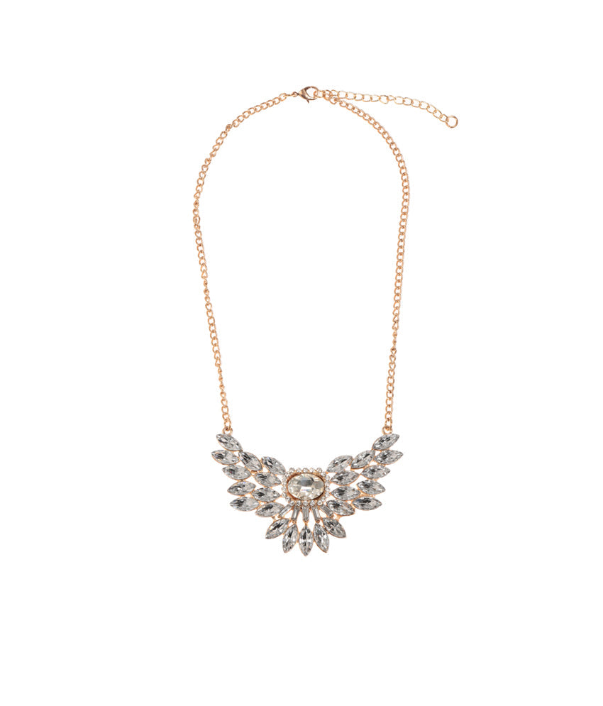 Gold-Polished Alloy Diva Look Stone Pendant Necklace - The Pari | Swadesiicart