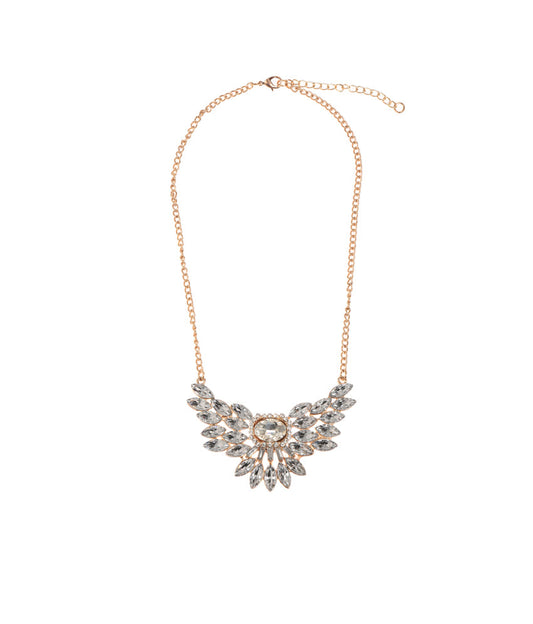 Gold-Polished Alloy Diva Look Stone Pendant Necklace - The Pari | Swadesiicart
