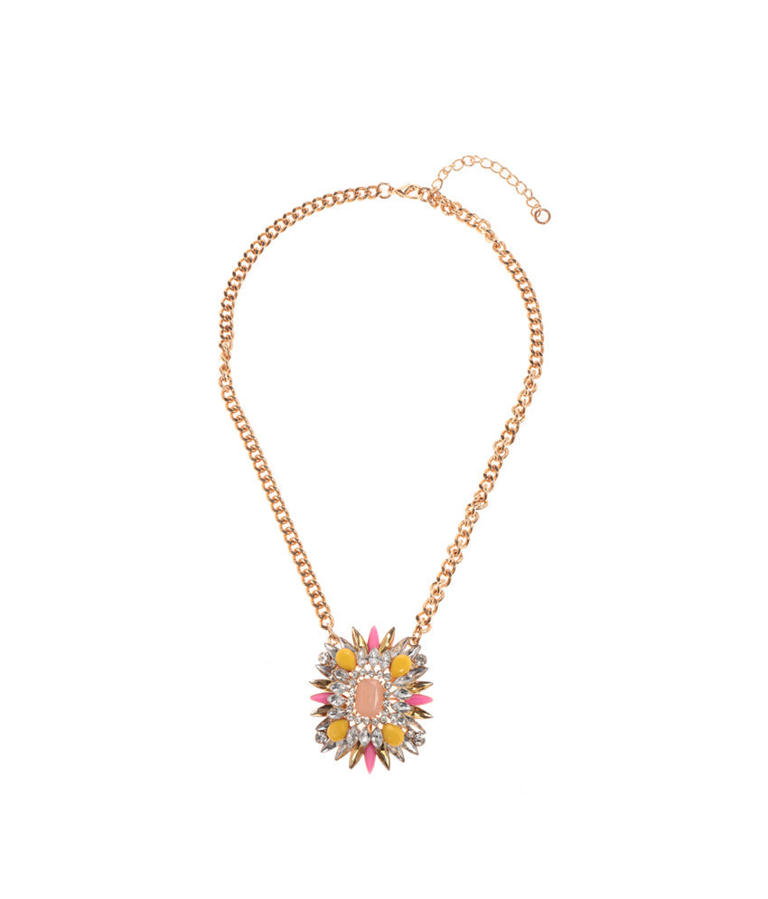 Gold-Polished Alloy Tribal Look Stones Studded Necklace - The Pari | Swadesiicart