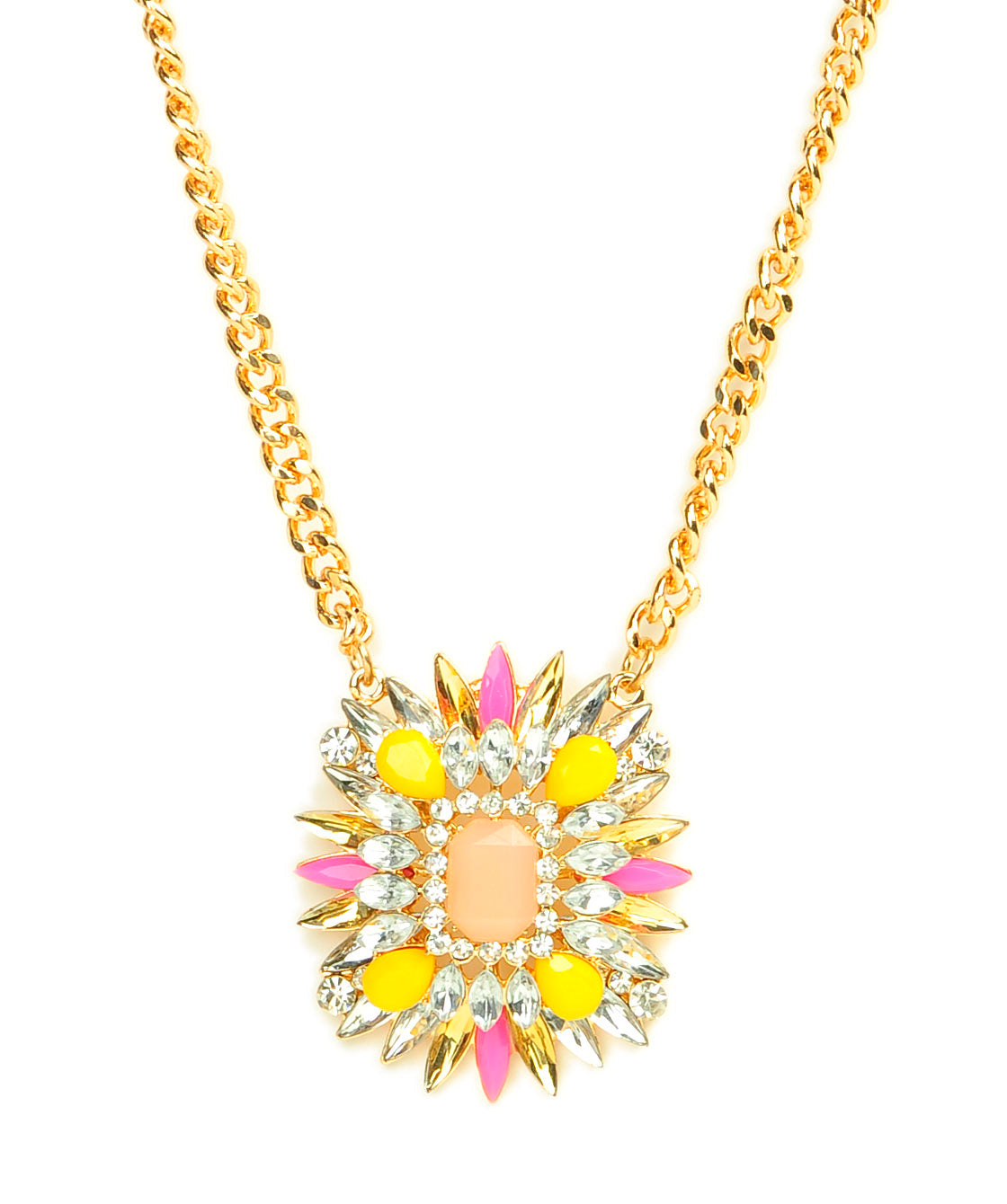 Gold-Polished Alloy Tribal Look Stones Studded Necklace - The Pari | Swadesiicart