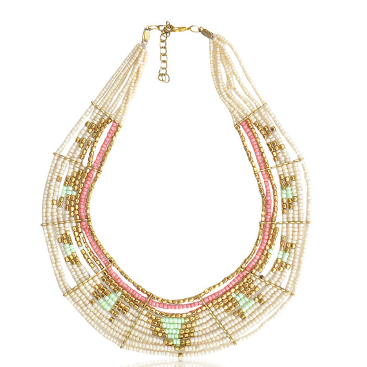 Gold-Polished Alloy Beaded Designer Choker Necklace - The Pari | Swadesiicart