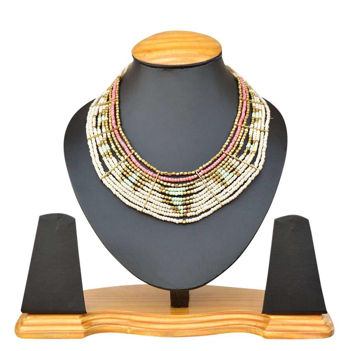 Gold-Polished Alloy Beaded Designer Choker Necklace - The Pari | Swadesiicart
