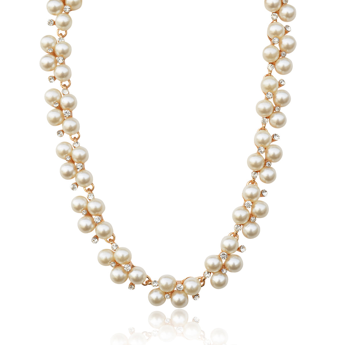 Gold-Toned Alloy Falling Pearl Necklace - The Pari | Swadesiicart