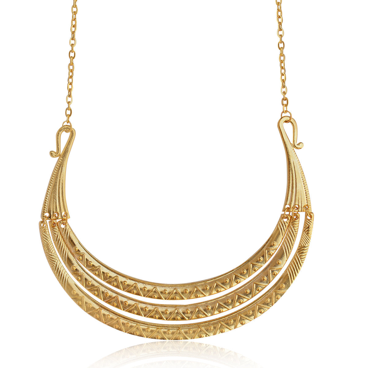 Gold-Polished Alloy Golden Brass Statement Necklace - The Pari | Swadesiicart