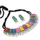 Rhodium-Plated Alloy Eanamel Coated Multicolour Choker Necklace - The Pari | Swadesiicart