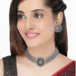 Rhodium-Plated Alloy Silver Beaded Choker Necklace - The Pari | Swadesiicart