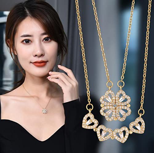 Gold-Polished Alloy Multi Wearing Heart Necklace For Girls - The Pari | Swadesiicart