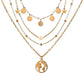 Gold-Polished Alloy Tripple Layer Earth Charm Necklace - The Pari | Swadesiicart