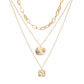 Gold-Polished Alloy Metallic Geometric Layered Necklace - The Pari | Swadesiicart