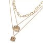 Gold-Polished Alloy Metallic Geometric Layered Necklace - The Pari | Swadesiicart